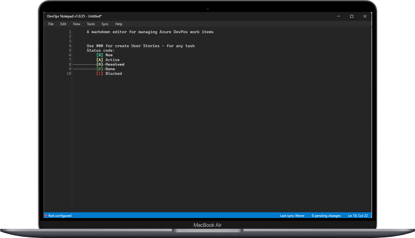 DevOps Notepad screen shot