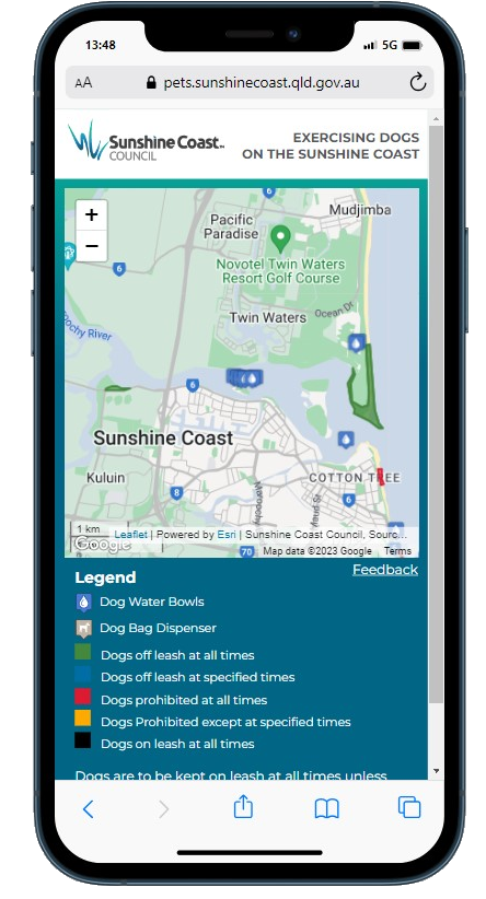 Exercising Dogs On The Sunshine Coast home page screen shot